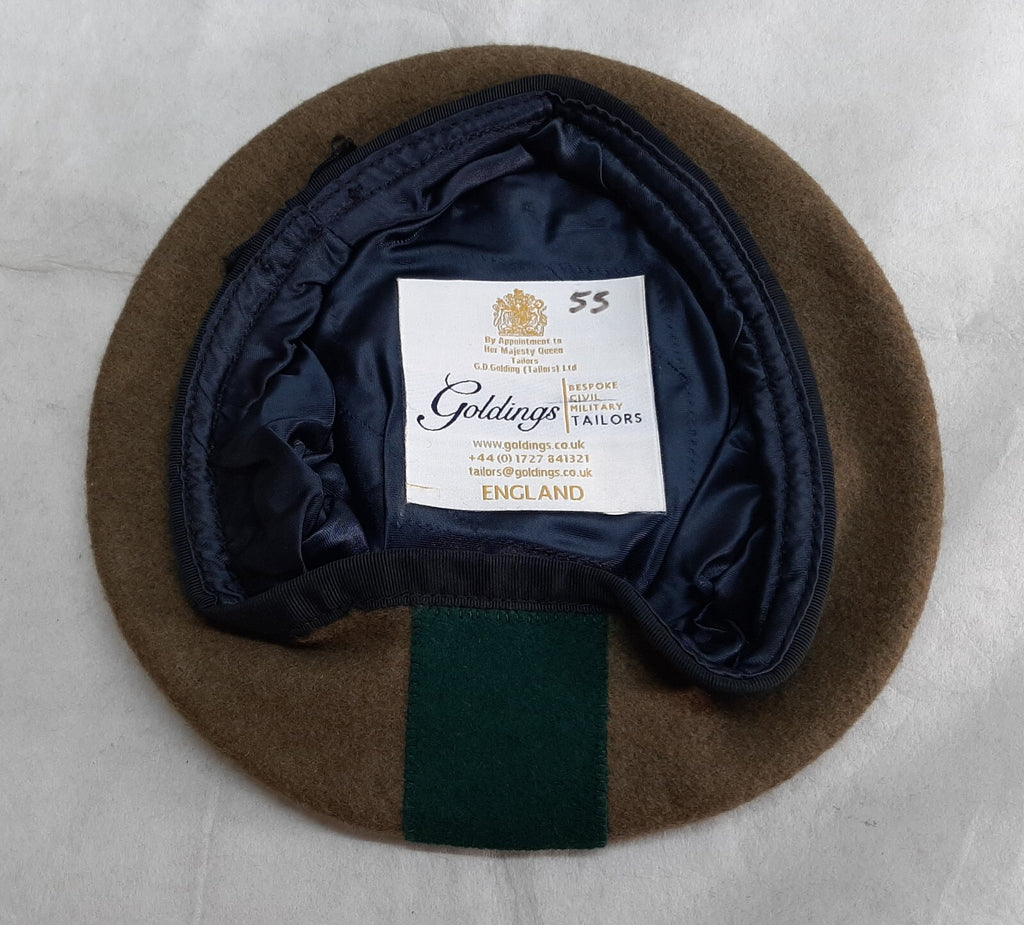 Khaki Beret Cap OFC Pattern Petersham Rim by Goldings 55cm