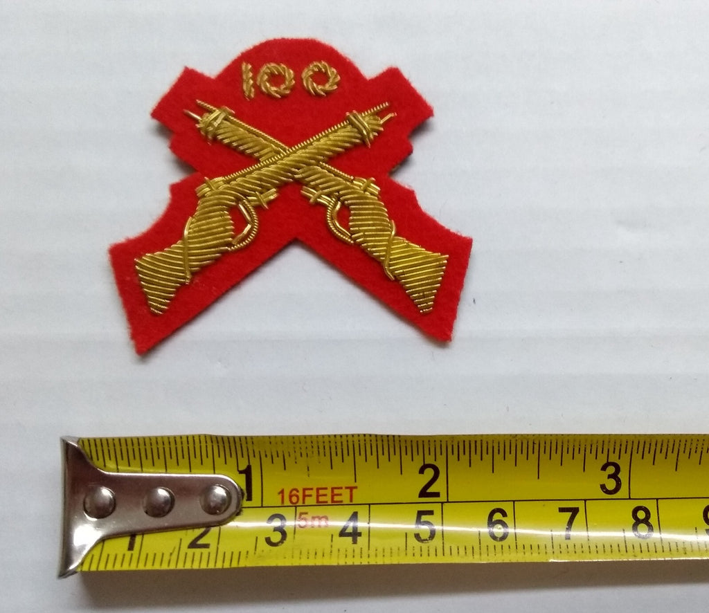 Mess Kit Badge Skill 100 at Arms on Red British Hand Embroidered Patch