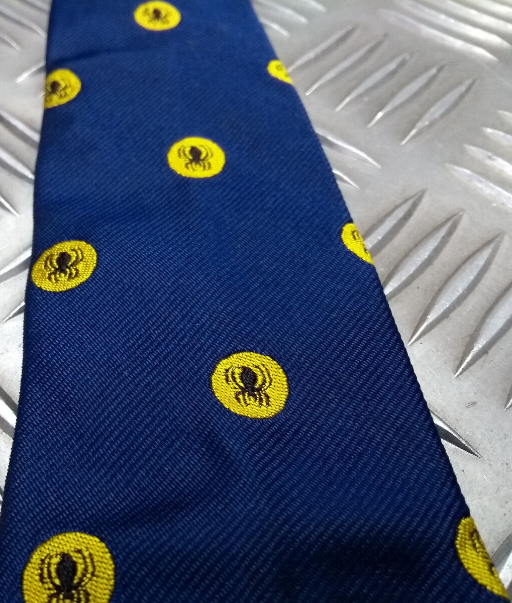 Navy Blue Polyester Tie with Black / Yellow Spider Motif - NEW