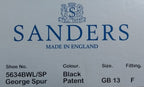 Sanders George Boots Officers Black Patent With Spur Box Housing UK 13