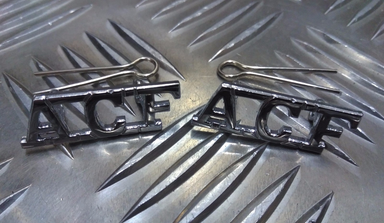 Genuine British "ACF" Chrome Army Cadet Force Shoulder Title Badges BRAND NEW