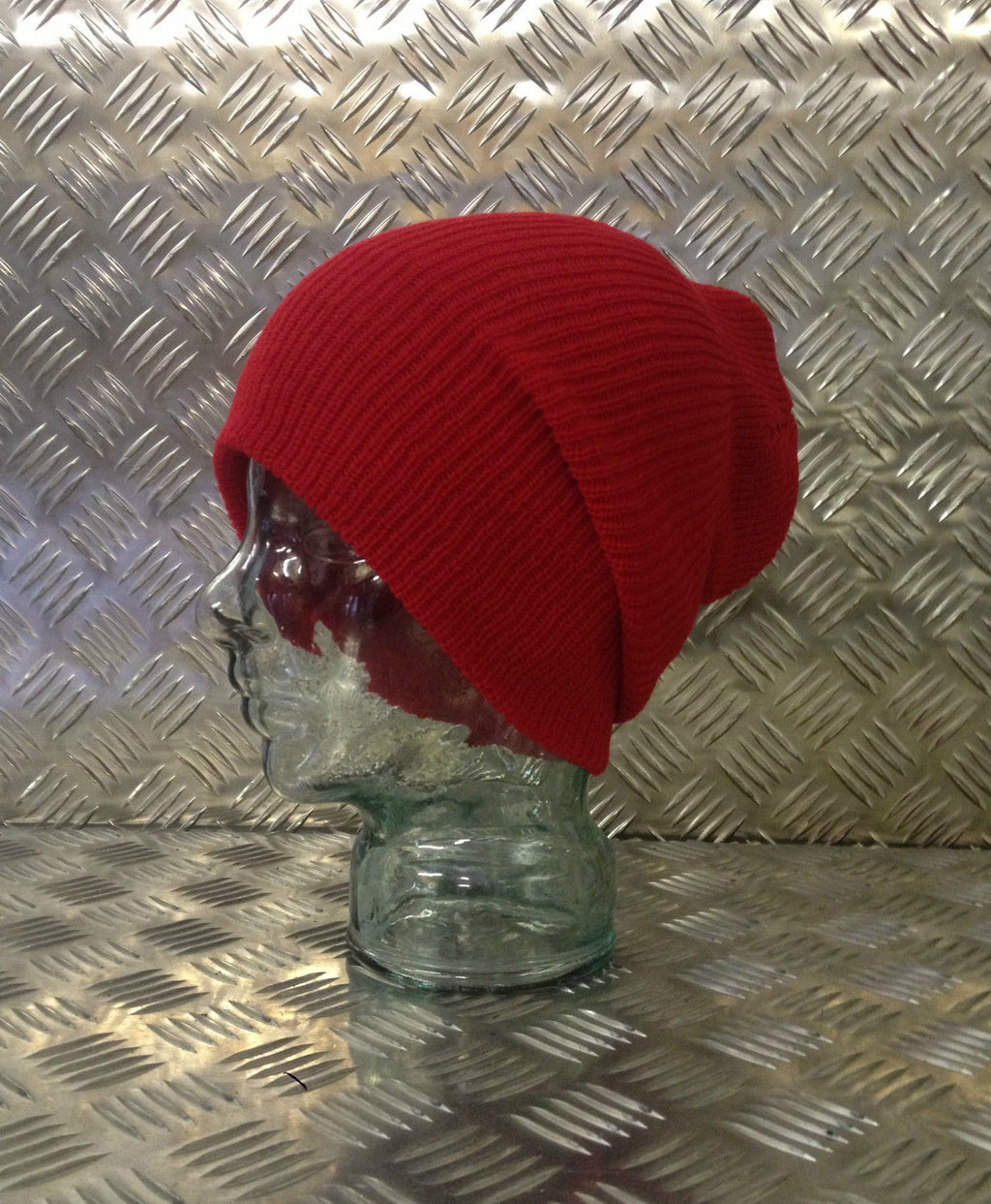 Red Knitted Beanie Hat / Watch Cap / Woolly Hat - One size - NEW