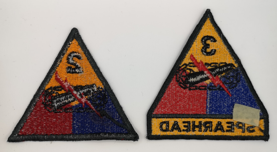 Vintage US Issue Armoured Division Patch Spearhead Red Blue Yellow