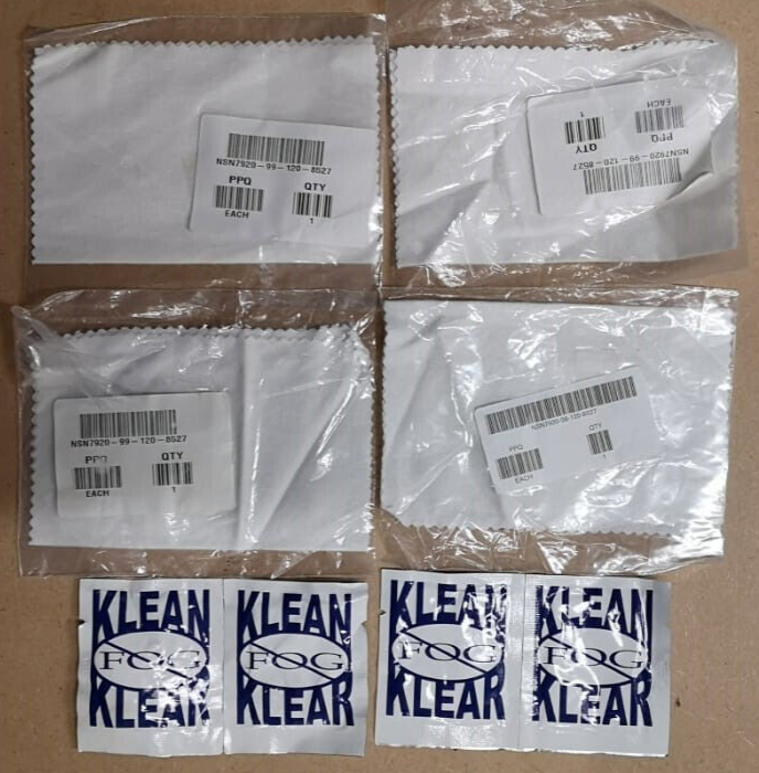 White Cleaning Cloth Flannelette and Anti Fog Wipes set of 4 each