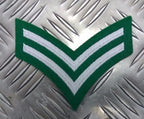 Corporal Rank Stripes 2 Chevrons Silver on Green Genuine Issue EPB39