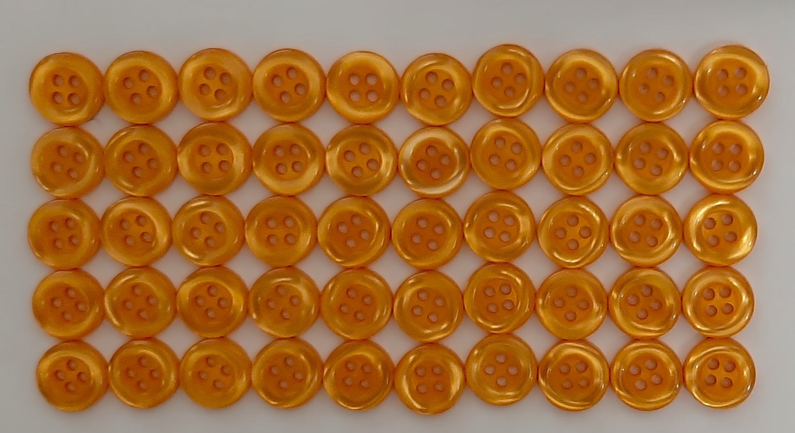 Buttons 100 Vintage 4 Hole Shirt / Shank Anchors Pearlesque Orange 10.9mm NOS