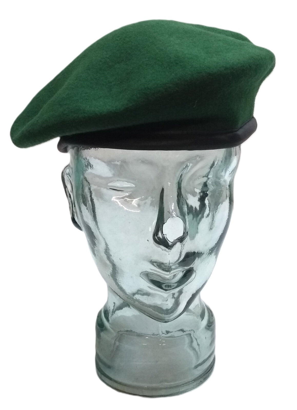 Green Beret Army Allarms UK Pattern Wool / Silky Lining & Leather Trim 57cm