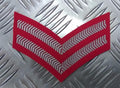2 Chevron Corporal Stripes Patch Grey on Red Genuine Issue EPB4