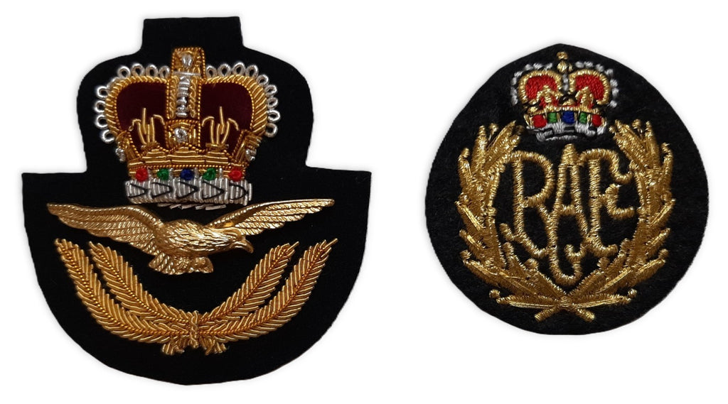 Hat Badges RAF Royal Air Force OFC and OA Embroidered for Dress / Visor Caps