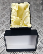 Dark Blue Gift / Storage Boxes with Cream Canvas Lining & Removable Lid x4