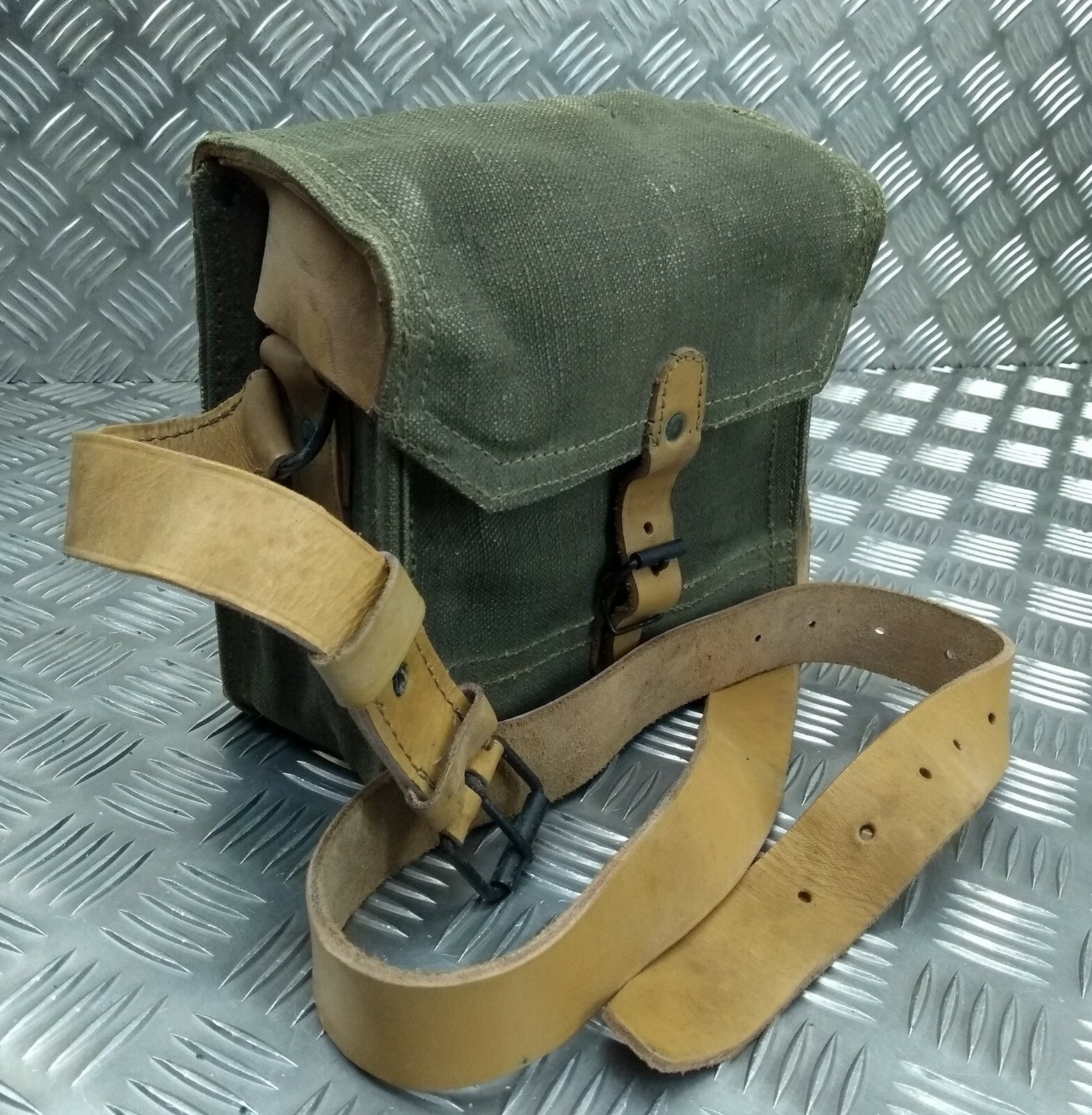 Genuine Vintage French Canvas Utility or Ammunitions Side Bag Carrier