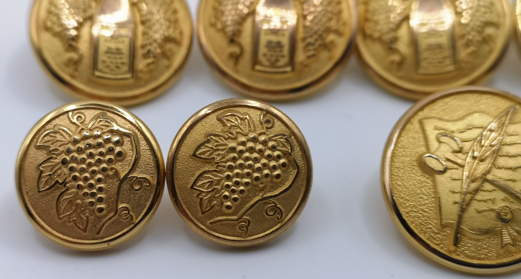 Solid Brass Gilt Finish Blazer Buttons set of 8 in 3 different Designs