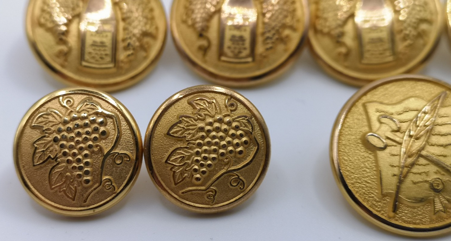 Solid Brass Gilt Finish Blazer Buttons set of 8 in 3 different Designs