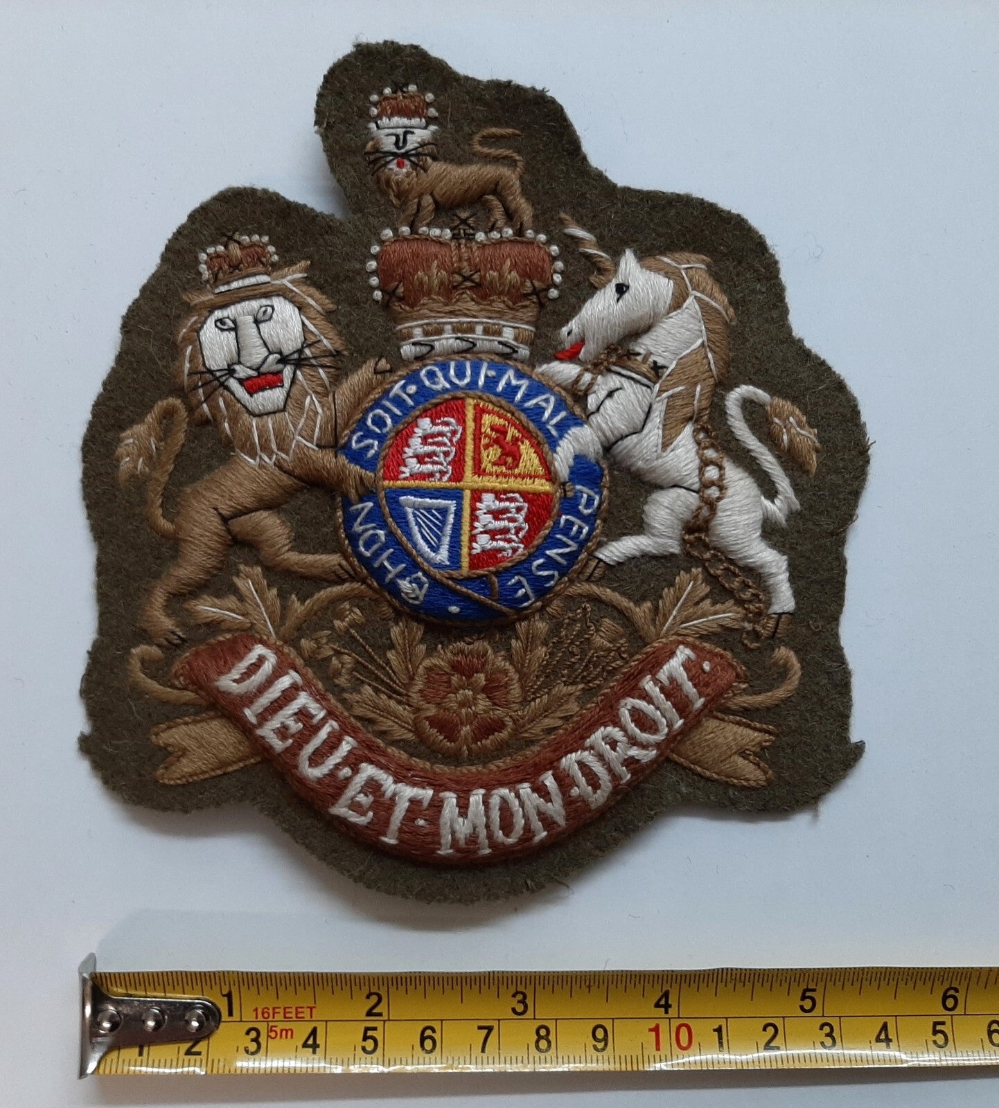 Army Guards Crest No2 Extra Large Embroidered Dieu ET MON DROIT Insignia Patch