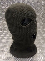 Three (3) Hole Knitted Balaclava, Very Warm - ARMY GREEN - Brand New