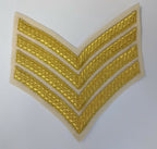 Genuine British Issue Gold Wire 4 Bar Chevrons On White Felt