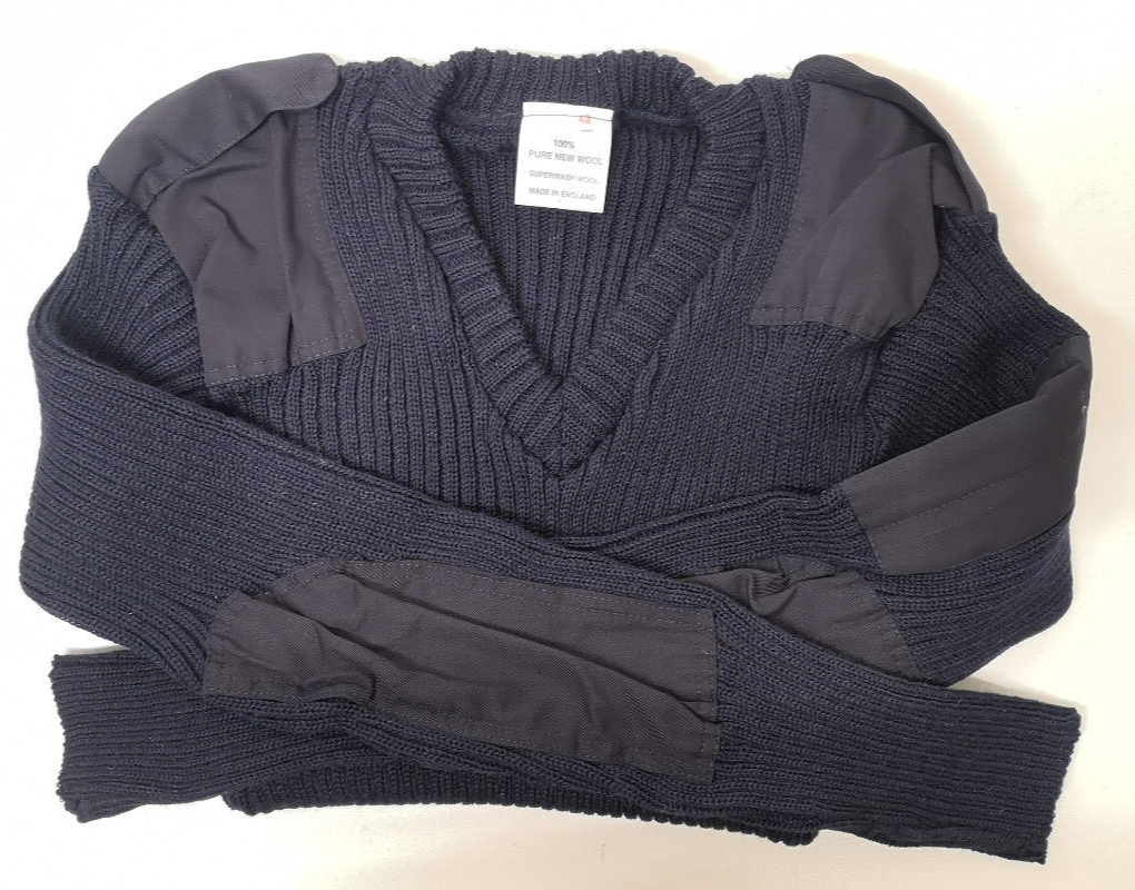 British Navy V-Neck Jumper/Sweater 100% Wool