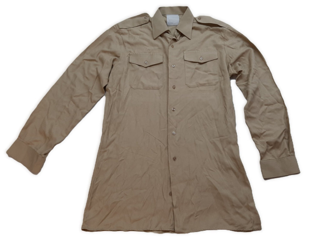 Vintage Dress Shirt Fawn / Khaki Beige With Long Sleeves 37cm