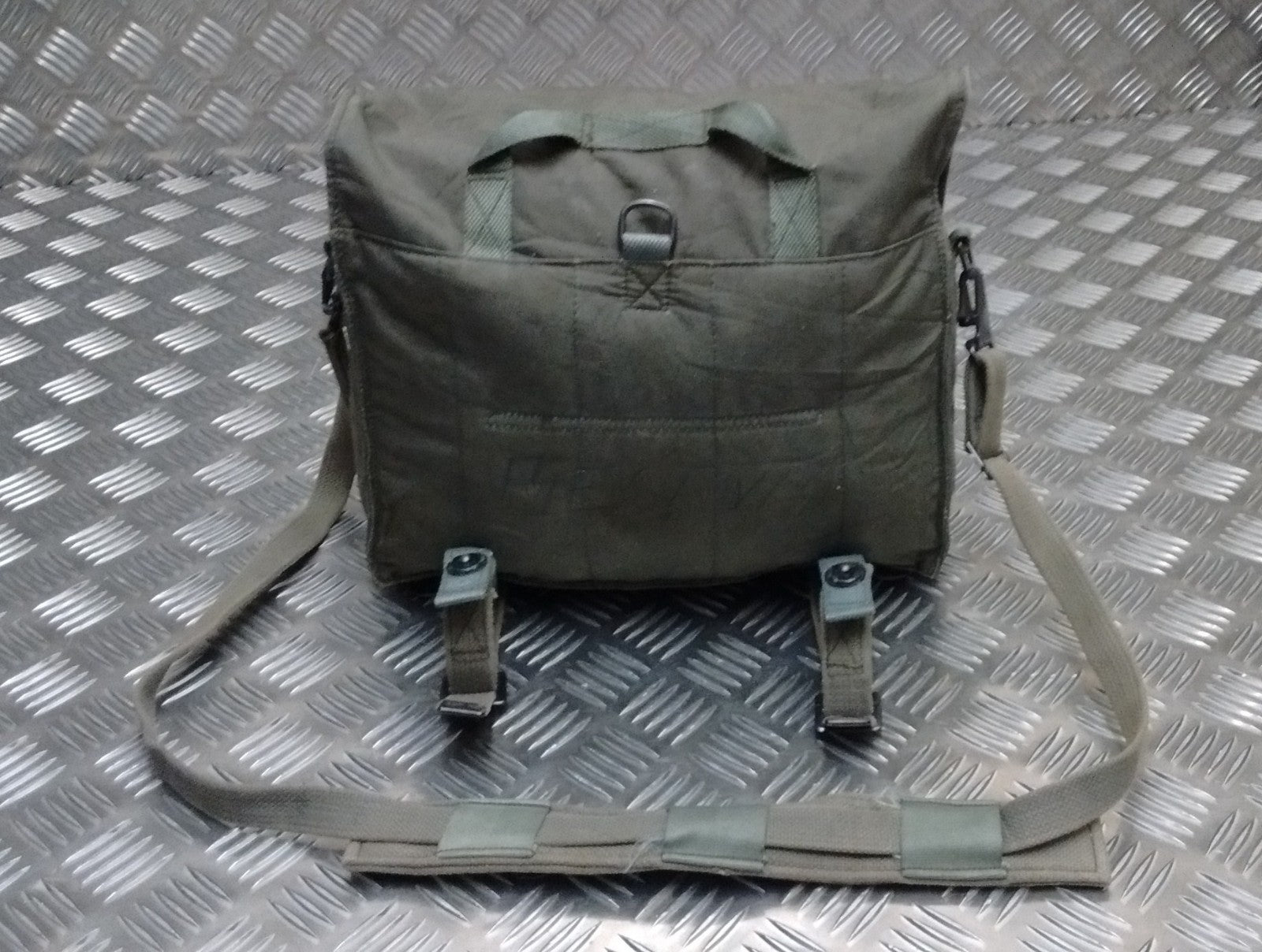 Vintage Military Issue Canvas Shoulder Bag Mini Backpack Grey/Green G2