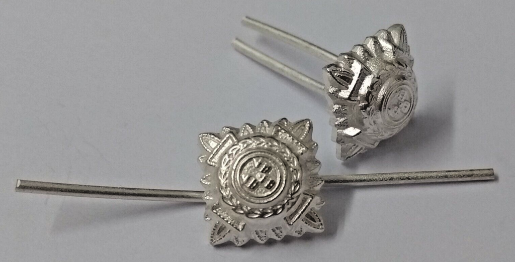 Rank Pips 3/8" Dead Silver Officers Bath Stars Wire Fitment x 2 NEW
