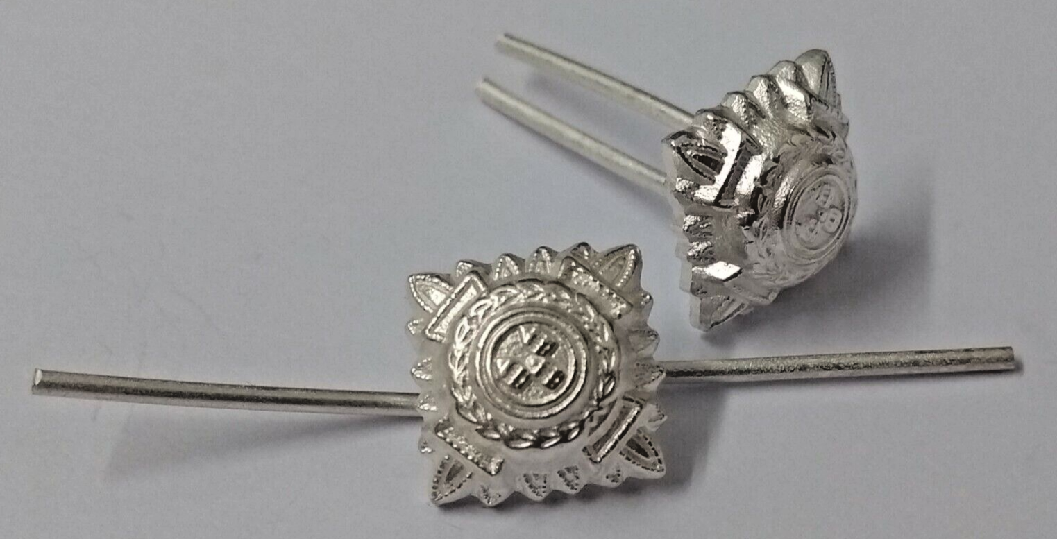 Rank Pips 3/8" Dead Silver Officers Bath Stars Wire Fitment x 2 NEW