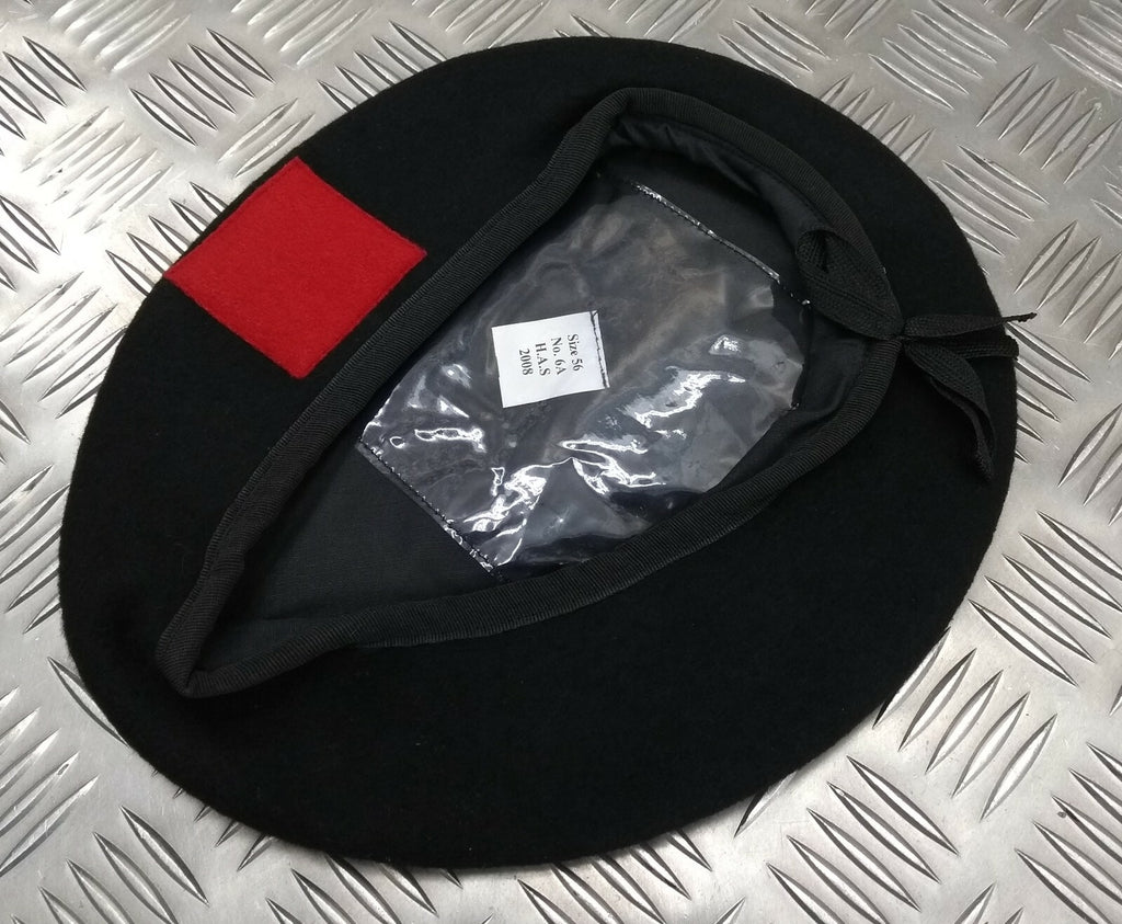 Wool Dress Beret H&S Black Red Patch Size 60cm NEW
