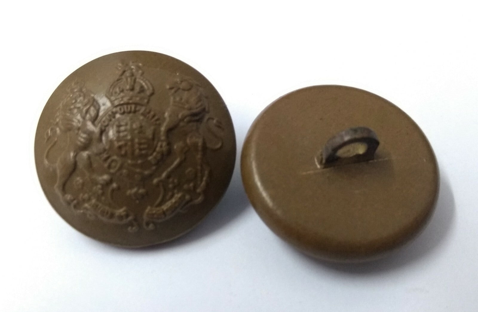 Genuine Vintage British Army Kings Crown General Service Coat of Arms Buttons x2