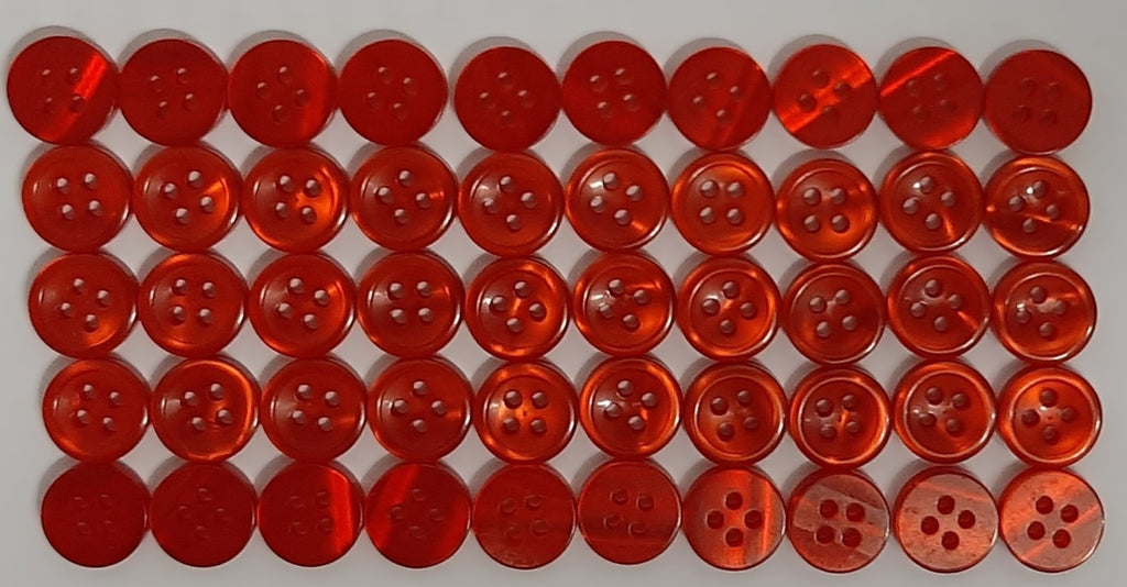 Buttons 100 Vintage 4 Hole Shirt / Shank Anchors Pearlesque Red 9.8mm NOS