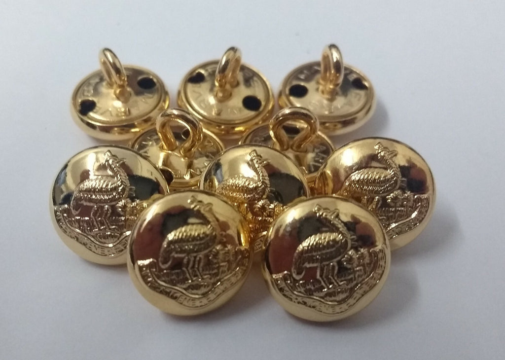 Vintage Northern Rhodesian Regimental Gold Buttons 13mm x10