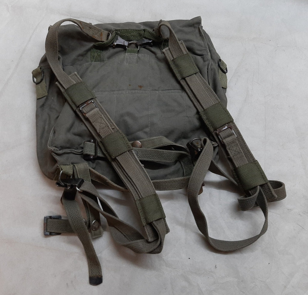 Vintage Military Bag Canvas Shoulder  or Mini Backpack Grey/Green G2 Distressed