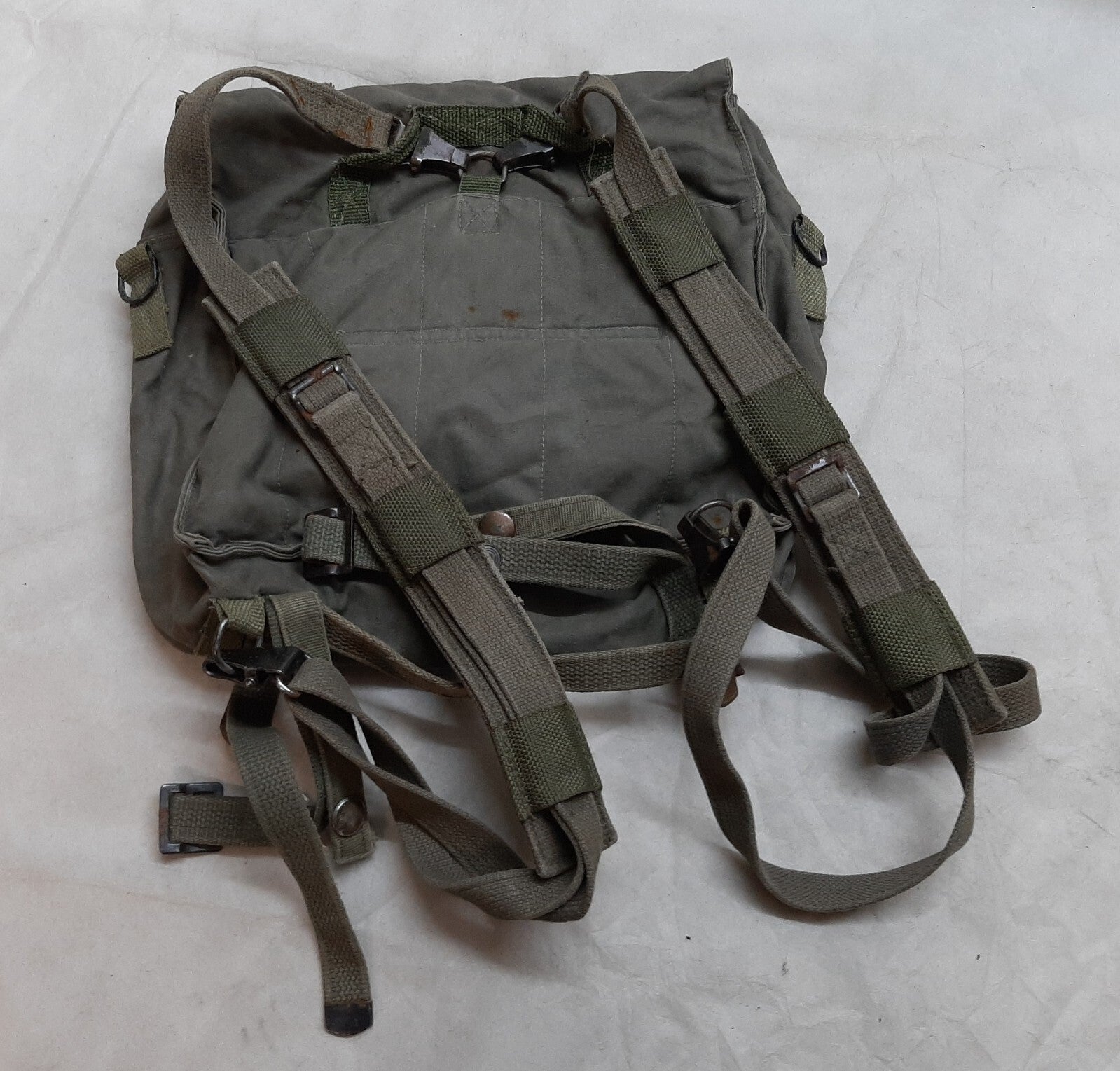 Vintage Military Bag Canvas Shoulder  or Mini Backpack Grey/Green G2 Distressed