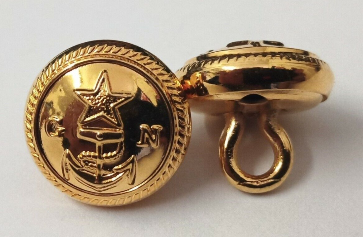 Genuine Issue X2 Navy GN Insignia Gold Ring Back Naval Buttons V930