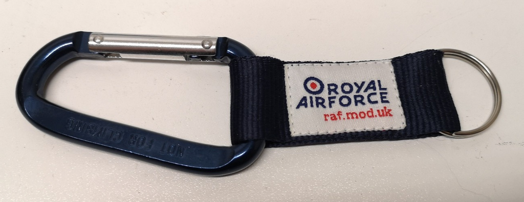 Blue Aluminium Carabiener with Ring on Nylon Webbing Keyholder