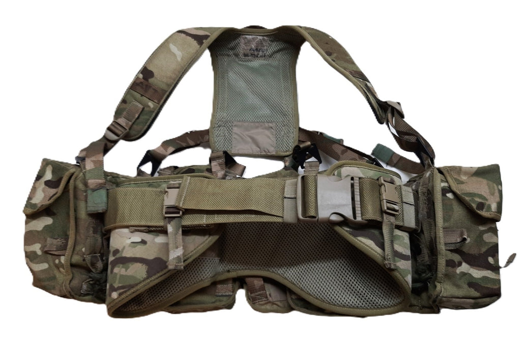 Airborne Army Webbing British Assault Camo Belt Yoke & Assorted Pouches (5)