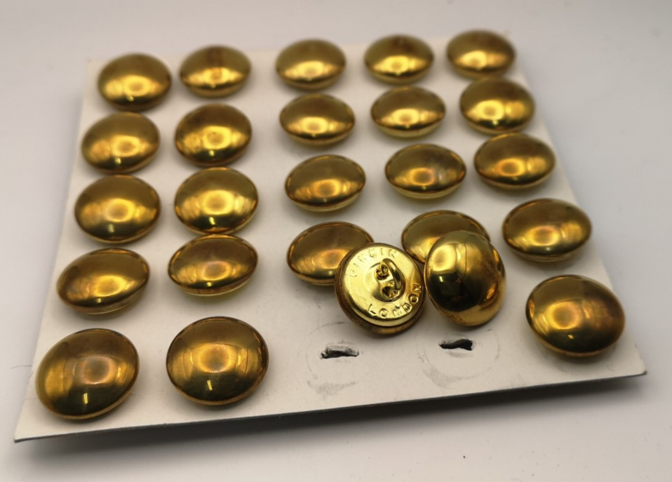 Vintage Brass Colour Half Ball Dome Dress Buttons 27L x25