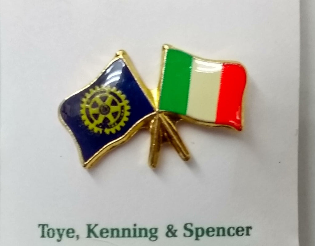 Rotary International Club & Italy Twin Flags Lapel Pin Badge - NEW
