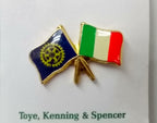 Rotary International Club & Italy Twin Flags Lapel Pin Badge - NEW