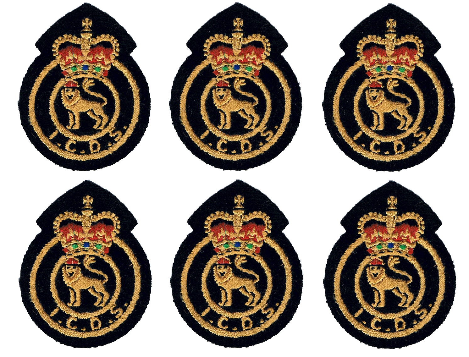 Industrial Civil Defence Service Badges/Patches x6 Genuine British ARMY I.C.D.S