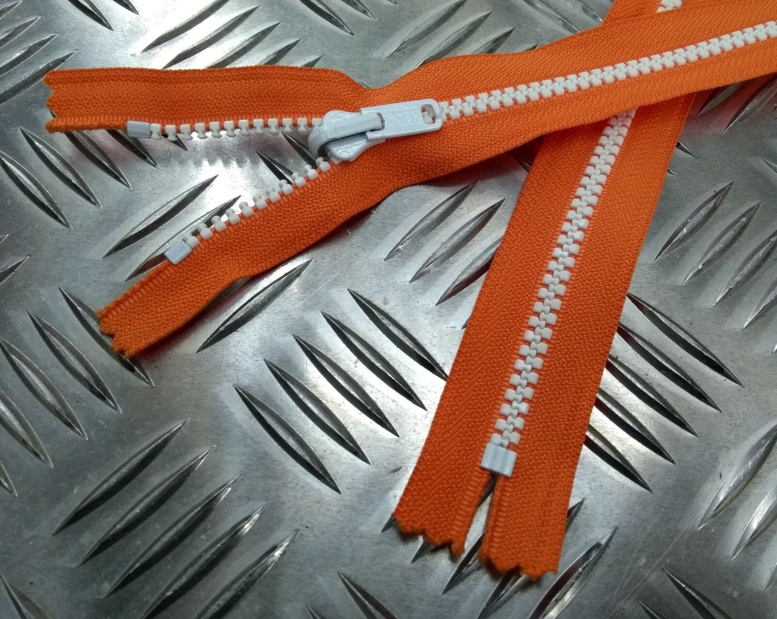 British YKK 136cm Closed End Orange & white Zip Zipper