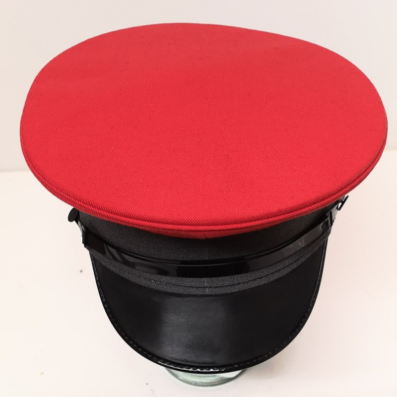 Red and Grey Canvas Plain Peaked Cap 57cm