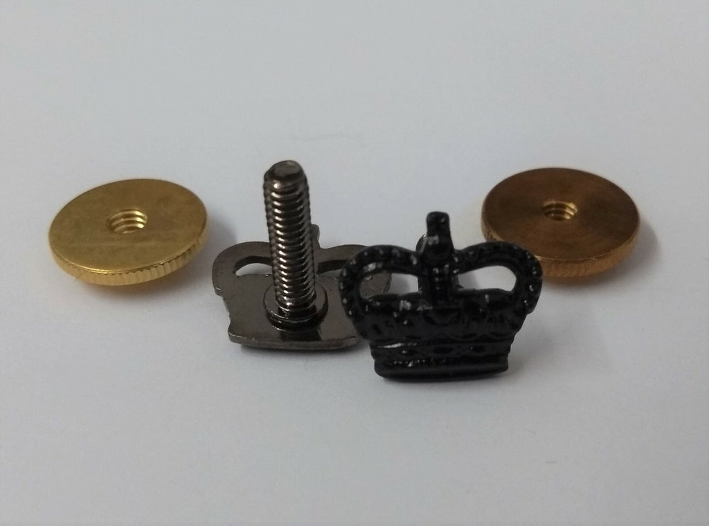 Black Crown 3/8" Subdued Officer Rank Crown 1 Pair Screw Fitment GIM159