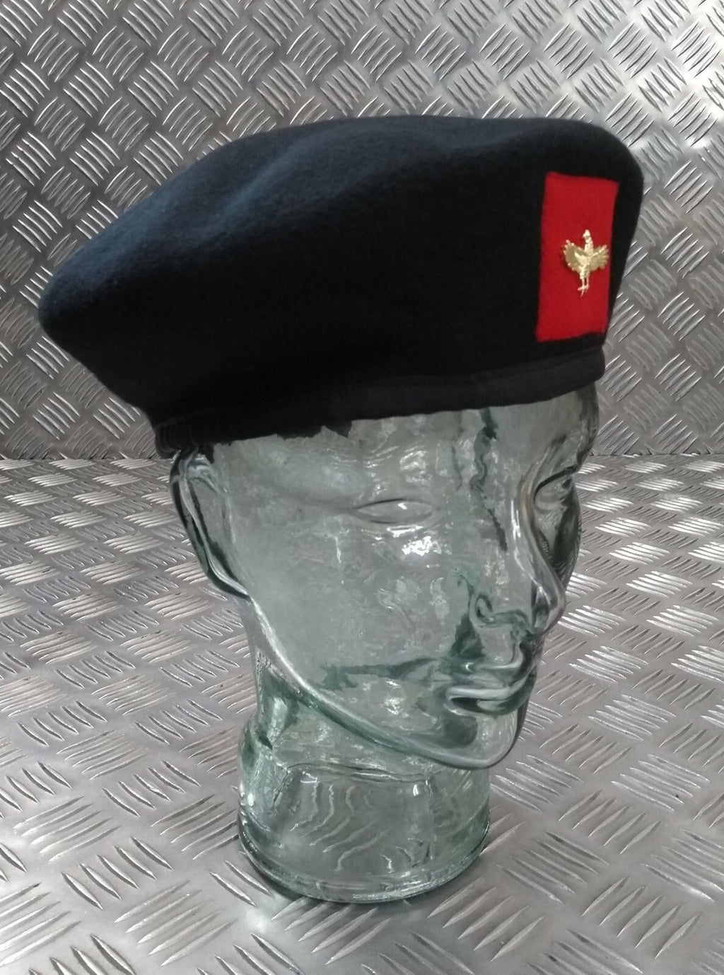 Wool Beret H&S Black With Eagle Badge Size 58cm NEW