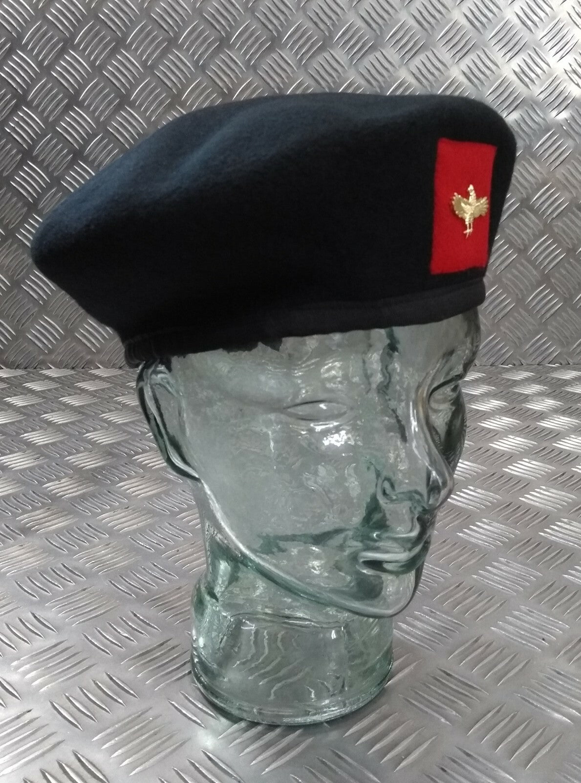 Wool Beret H&S Black With Eagle Badge Size 58cm NEW