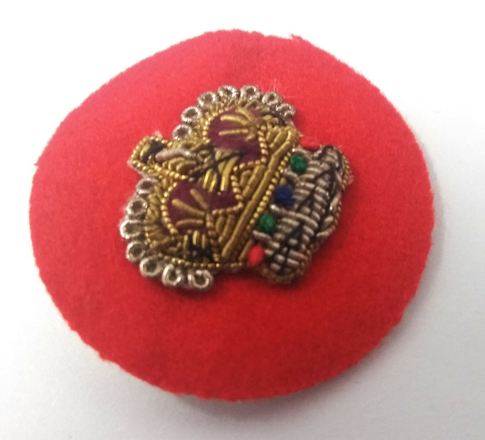 Genuine Vintage British QARANC Braided QC Crown on Red Felt