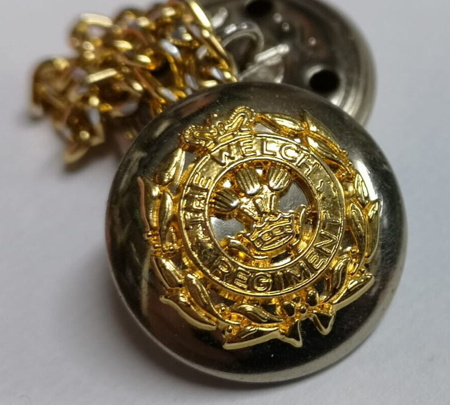 The Welch Regiment Raised Mess Dress Buttons with Chain 15.3mm 24L