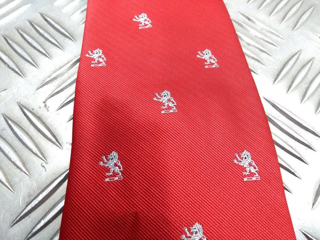 Red Clip On Tie with Grey Lion Insignia Genuine British - NEW