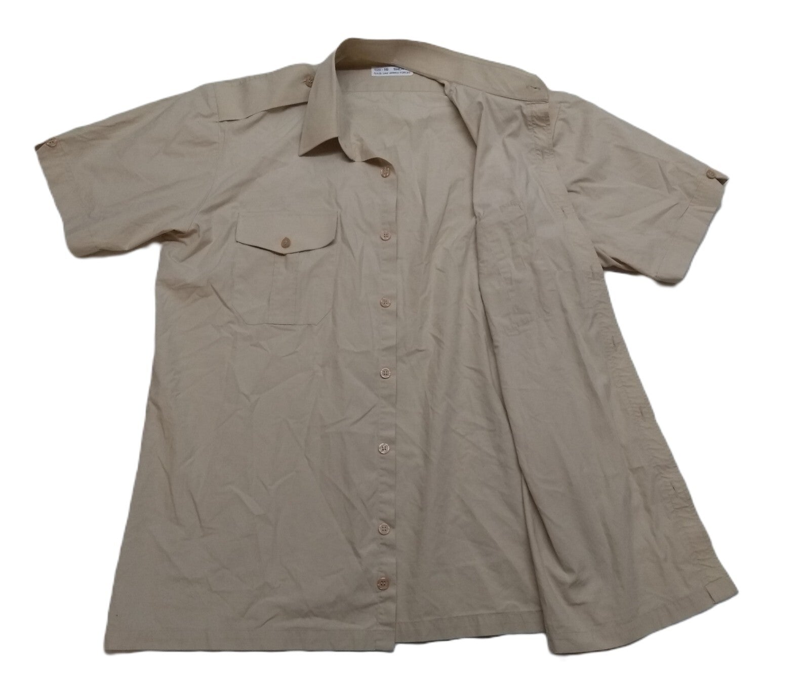 UAE Shirt Beige Short Sleeve Dress Size 16" / 41cm