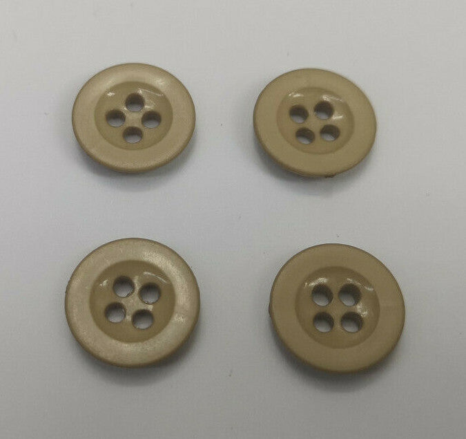 Genuine Vintage Issue 4 Hole Plastic Buttons Khaki 14.5mm