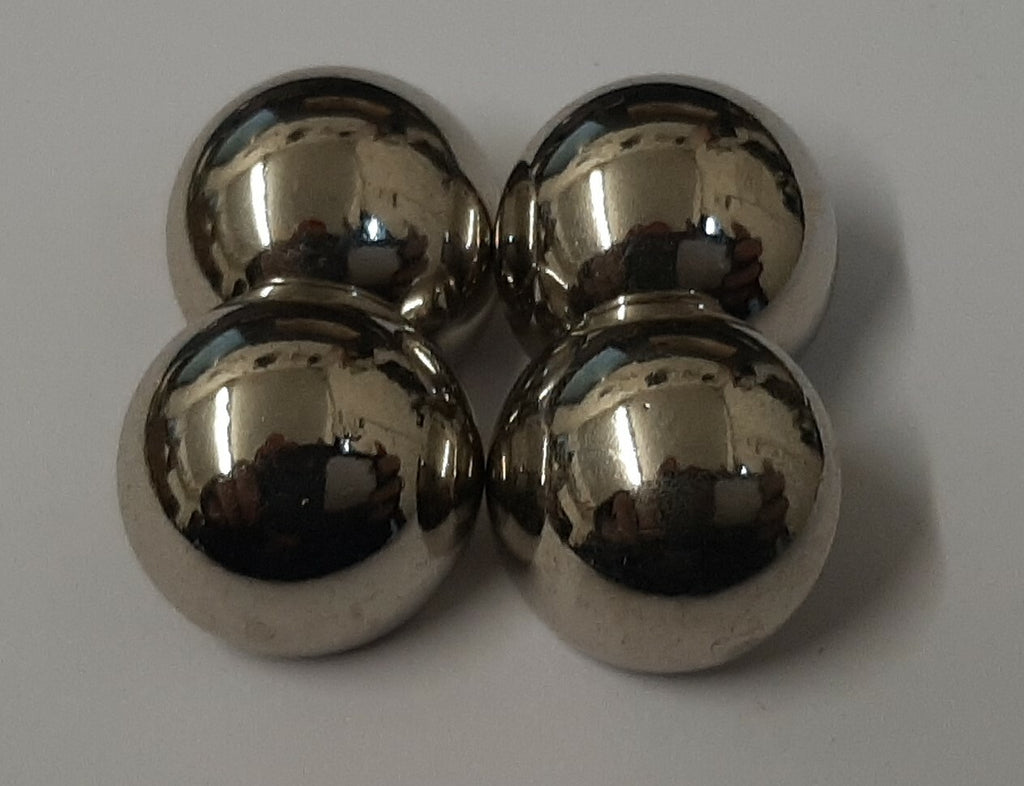 Vintage Buttons Half Dome Ring Back Silver Coloured 22L Hi Sheen X4 ASBT305