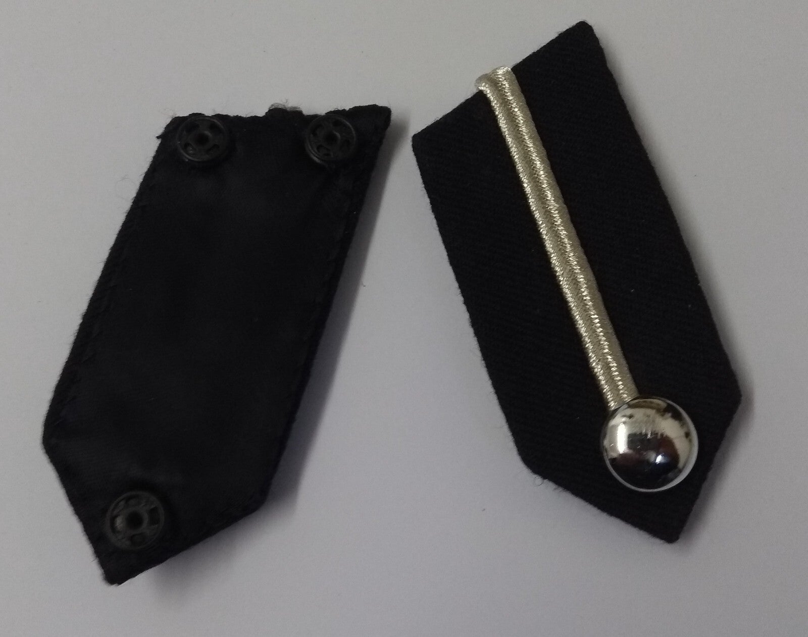 Uniform Gorgets Collar Tabs With Silver Braiding Plain Buttons Press-stud Backs